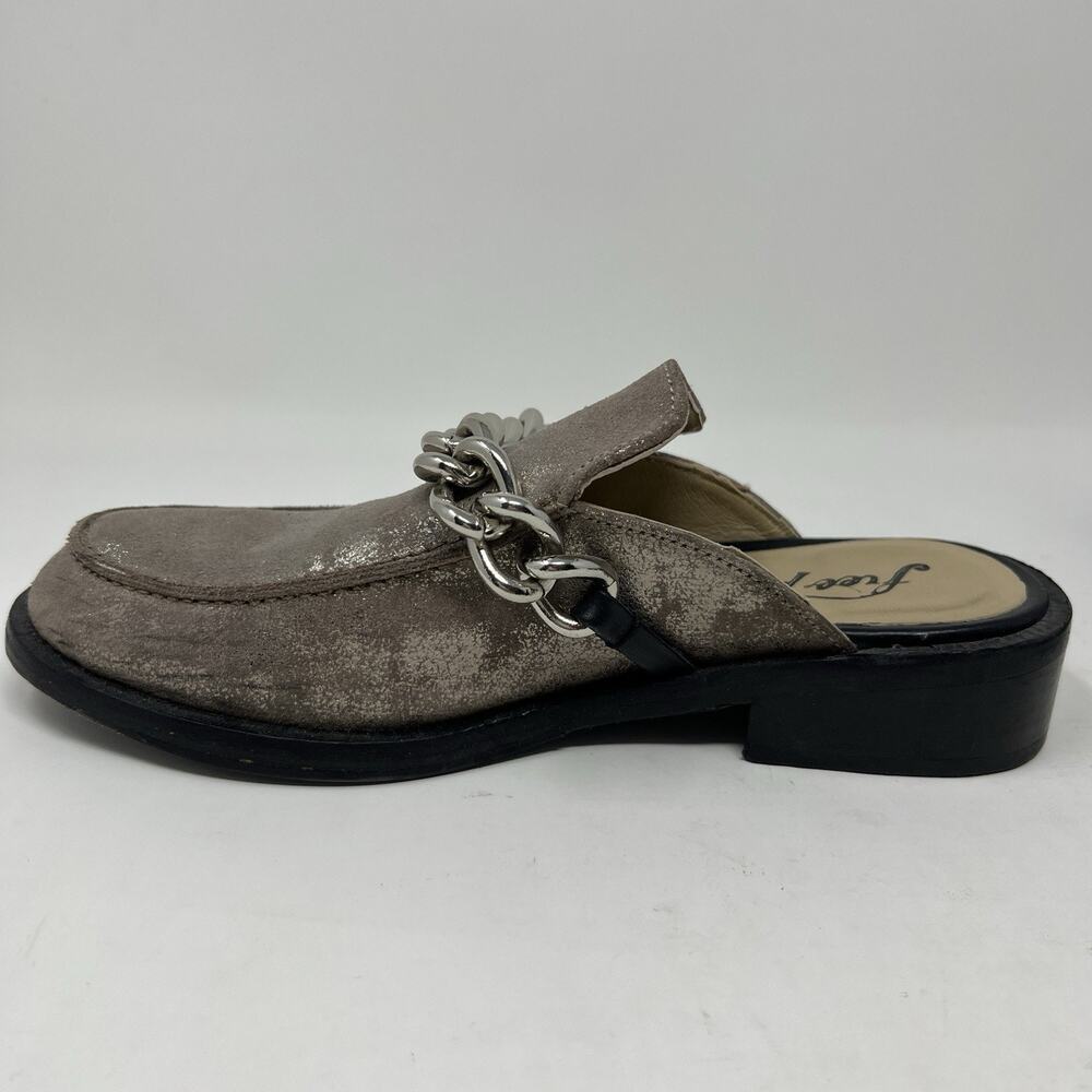 Free People EU 36 Women's Size 5.5-6 Vida Silver Metallic Chain Leather Mules - Picture 8 of 11